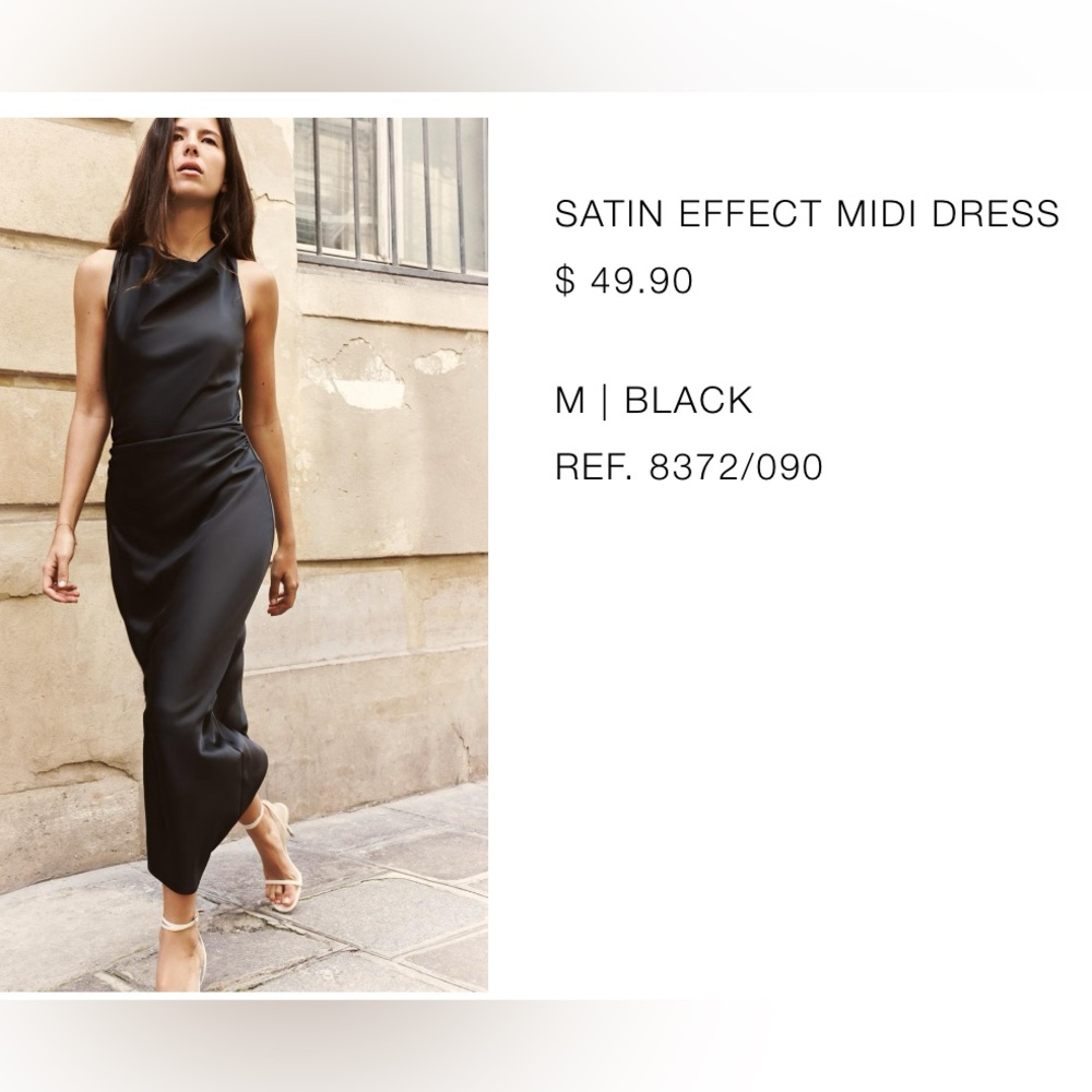 Zara Black Satin Midi Dress